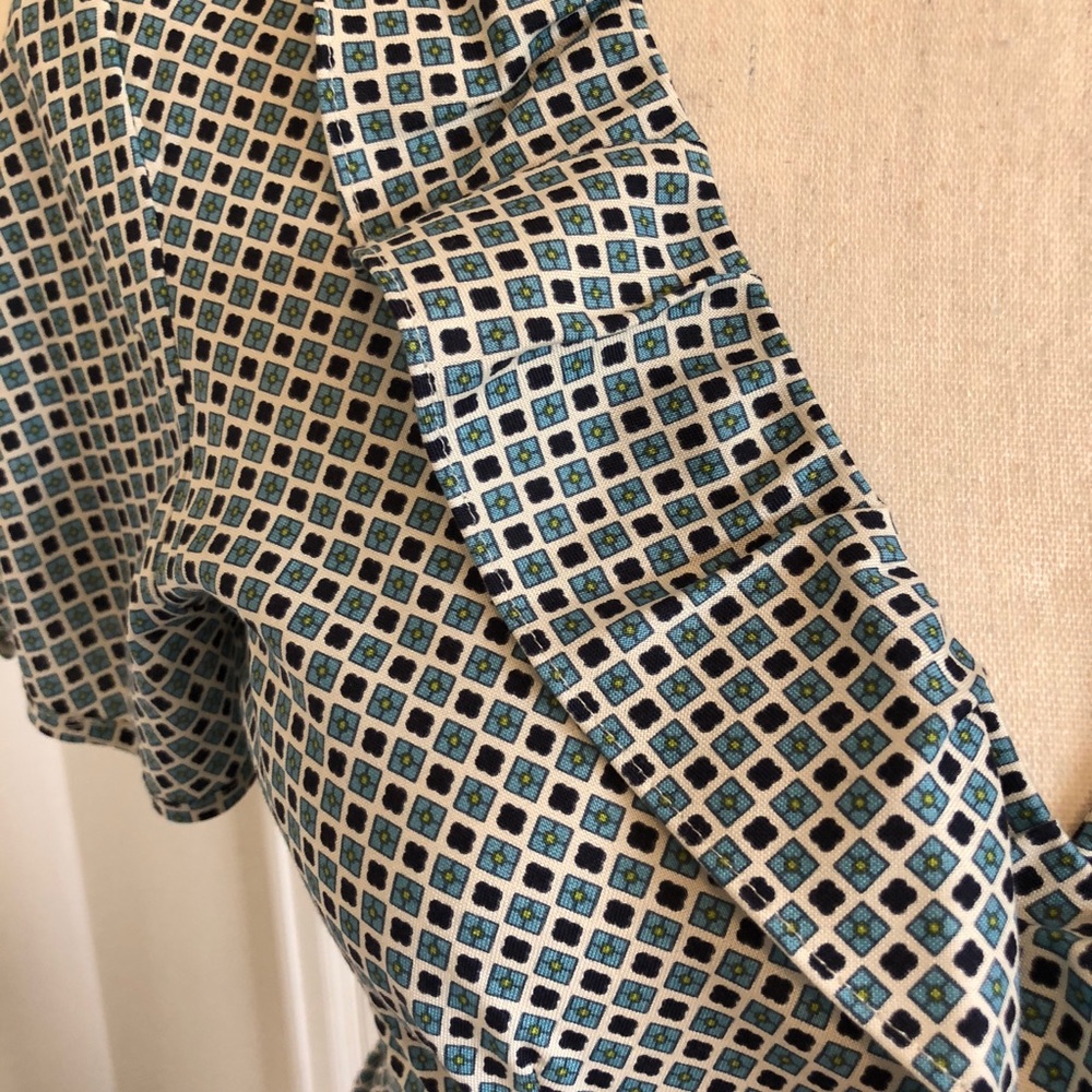 J. Crew blue patterned vintage style silk dress - Picture 2 of 4